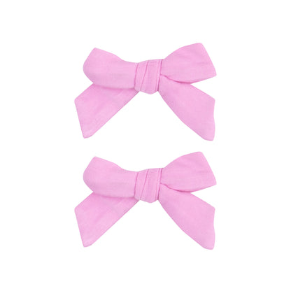 2 Pack Hair Bow with Clip - Solid Fuchsia Pink