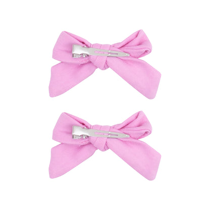 2 Pack Hair Bow with Clip - Solid Fuchsia Pink