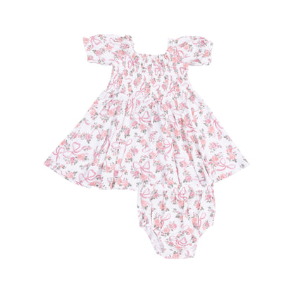 Puff Sleeve Smocked Dress - Ribbons and Flowers