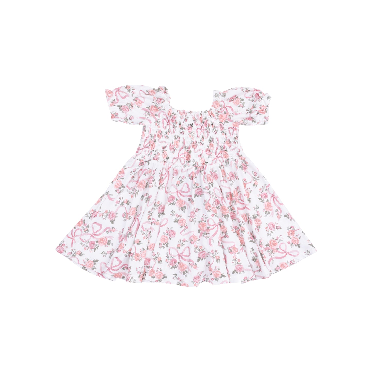 Puff Sleeve Smocked Dress - Ribbons and Flowers