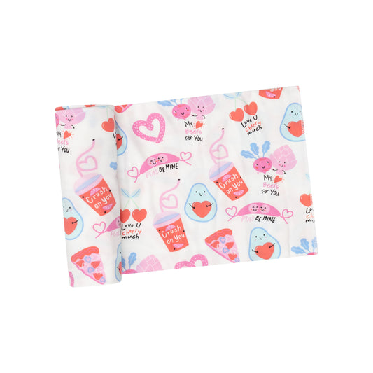 Love You Foodie Much Pink Swaddle Blanket