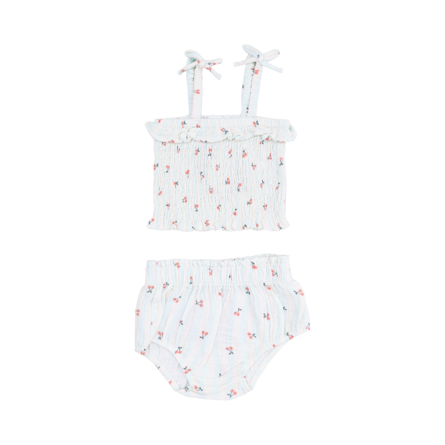 Smocked Ruffle Top & Bloomer - Cherry Stripe