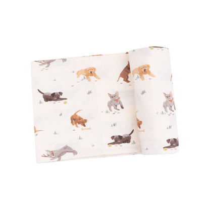 Watercolor Puppies Swaddle Blanket
