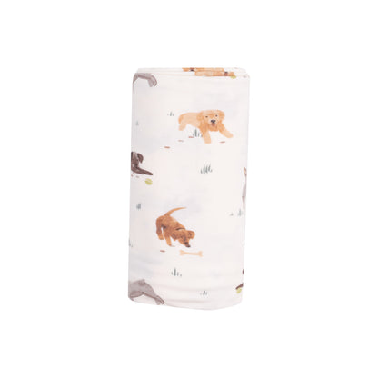 Watercolor Puppies Swaddle Blanket