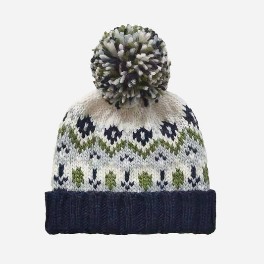 Fair Isle Knit Hat, Navy