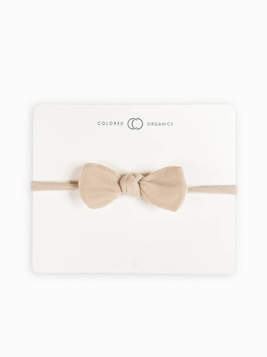 Organic Baby Muslin Dainty Bow Headband - Clay