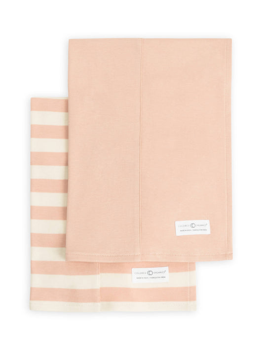 Blush Ely Stripe + Blush Muslin Burp Cloth Set