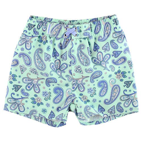 Sea Glass Paisley Swim Trunks