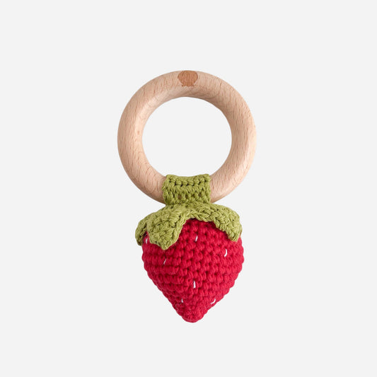 Cotton Crochet Strawberry Rattle Teether