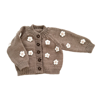 Flower Cardigan, Tan