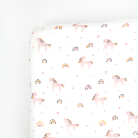 Bright Unicorn Bamboo Muslin Crib Sheet