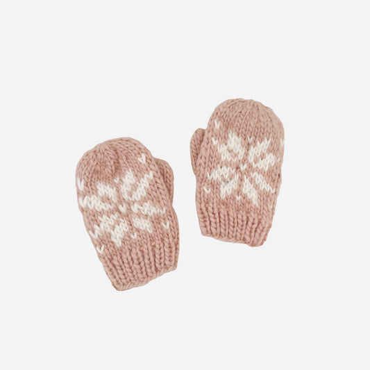 Snowflake Mittens in Blush