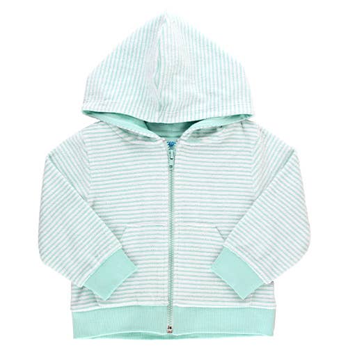 Vintage Aqua Stripe Terry Knit Hoodie