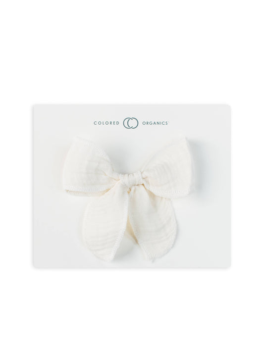 Organic Muslin Bow Hair Clip - Ivory