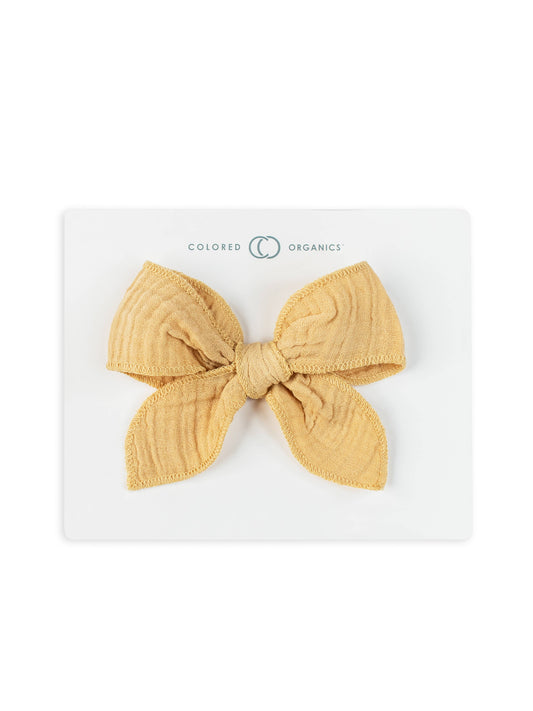 Organic Muslin Bow Hair Clip - Honey