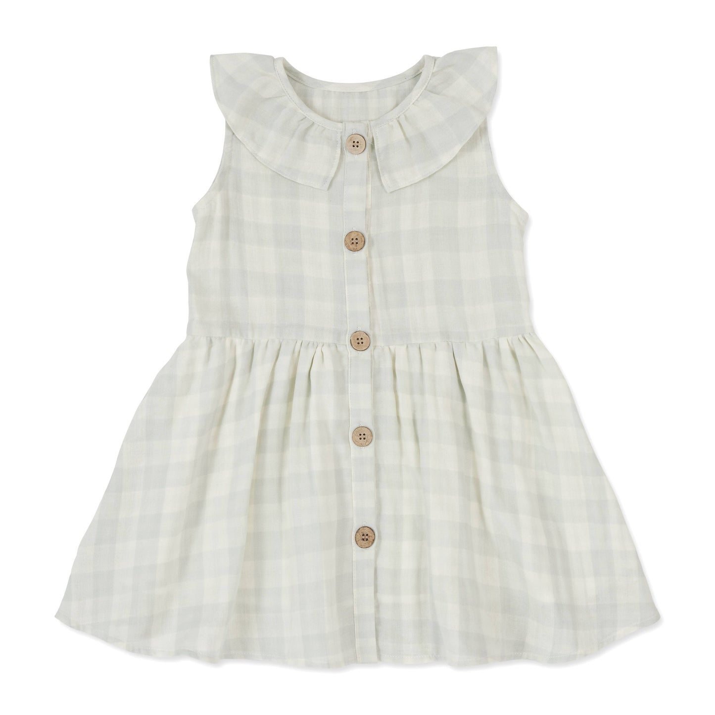 Sage Gingham Button Dress