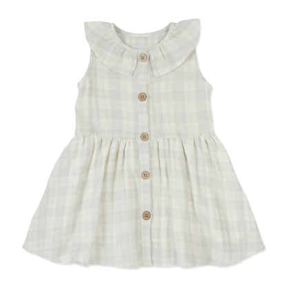 Sage Gingham Button Dress