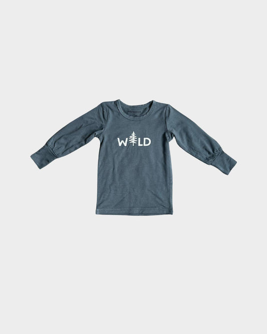 Kids Longsleeve "Wild" Screen-Printed Tee