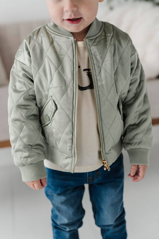 Light Sage Bomber Jacket