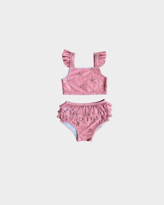 Girl's Two-Piece Ruffle Swim Set in Starfish