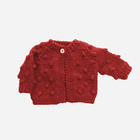 Popcorn Cardigan in Red